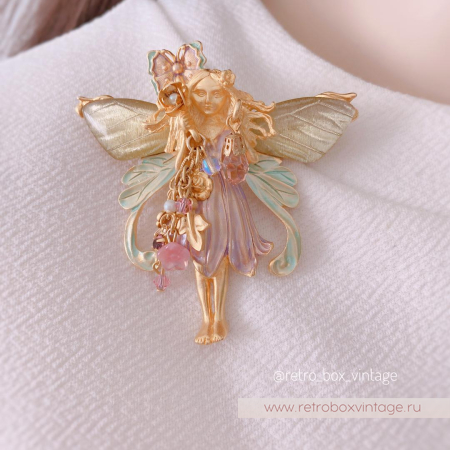 KIRKS FOLLY Брошь-кулон «Фея примулы с золотистыми крылышками»