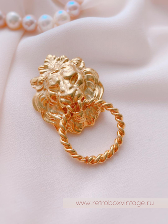 ANNE KLEIN Брошь «Лев с кольцом»