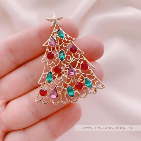 MONET Брошь «Кристальная елочка»