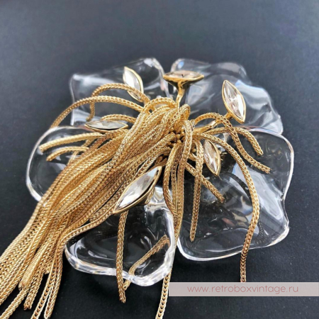 ALEXIS BITTAR Брошь «Орхидея Офелия - цветок воды» с цепочками