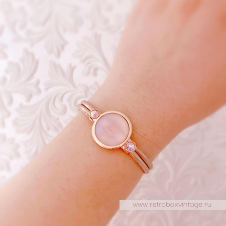 KIRKS FOLLY Браслет «Персиковая луна в розовом золоте» кожаный ремешок