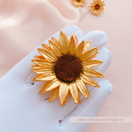 MICHAEL MICHAUD Брошь "Золотой подсолнух" (друза)