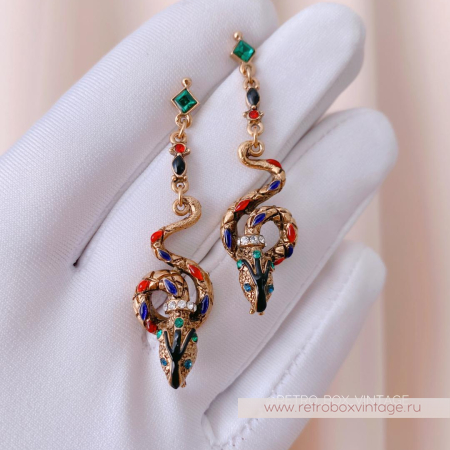 SWEET ROMANCE Серьги «Эмалевые змейки: золото»