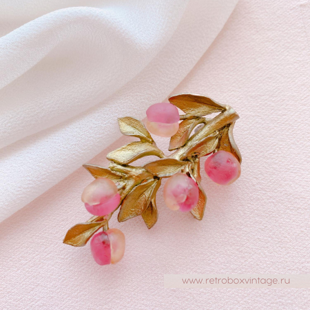 MICHAEL MICHAUD Брошь "Веточка с персиками"