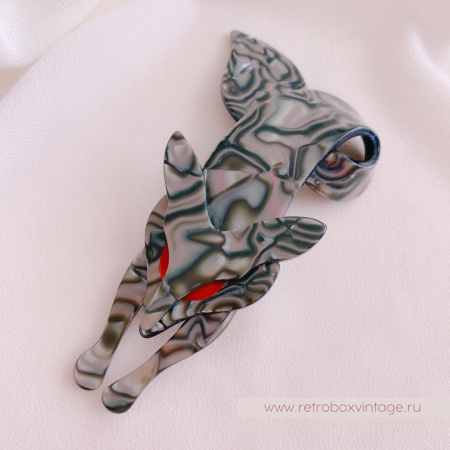 LEE STEIN Брошь «Серебристая перламутровая лиса»