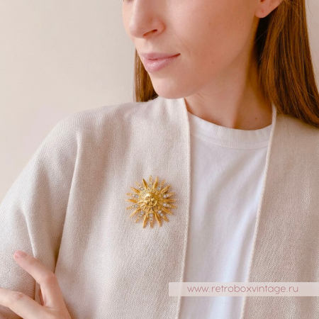 TRIFARI Брошь "Золотое солнце ацтеков"