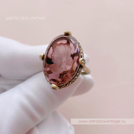 SWEET ROMANCE Кольцо «Богиня с инталией: аметист в бронзе» размер 8
