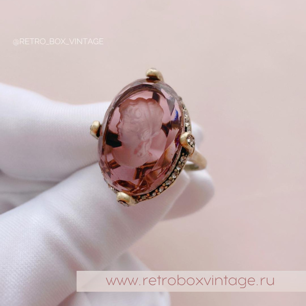 SWEET ROMANCE Кольцо «Богиня с инталией: аметист в бронзе» размер 8