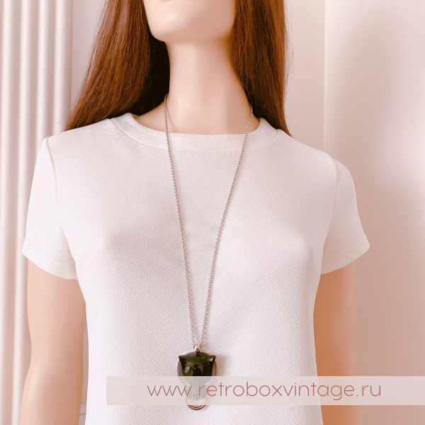 UVELINA Кулон на цепи "Черная пантера с серебристым кольцом"