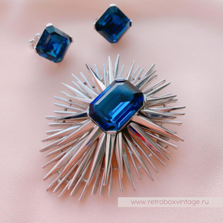 TRIFARI Комплект «Лучистая звезда: сапфир в серебре»