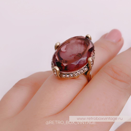 SWEET ROMANCE Кольцо «Богиня с инталией: аметист в бронзе» размер 8