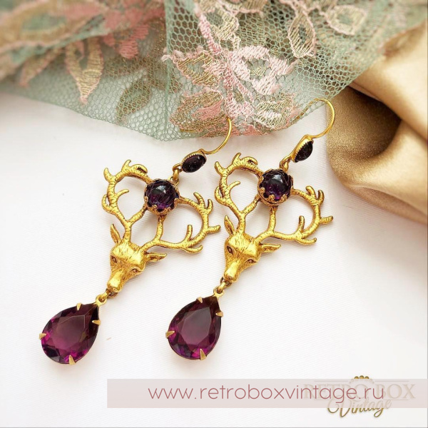 ASKEW LONDON Серьги «Королевский олень: фиолетовый»