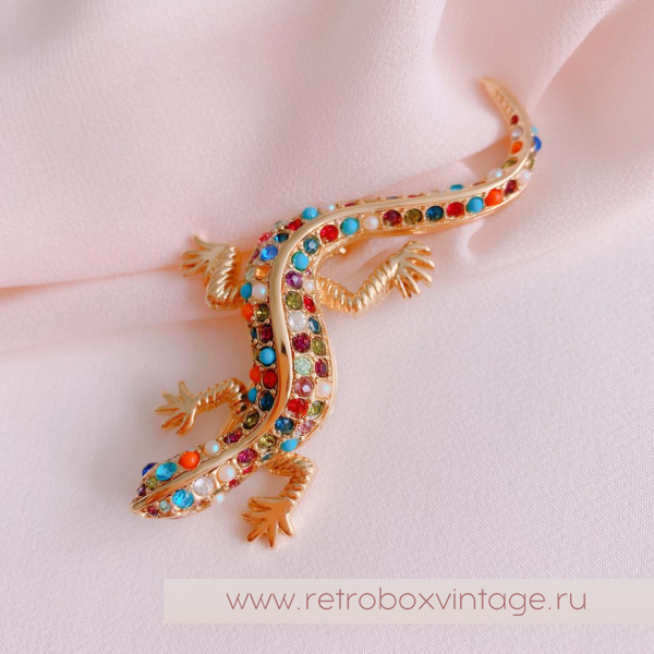 D’ORLAN Брошь «Разноцветная ящерица»