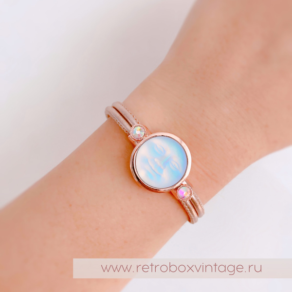 KIRKS FOLLY Браслет «Лунный свет: светлая в розовом золоте на кожаном ремешке»