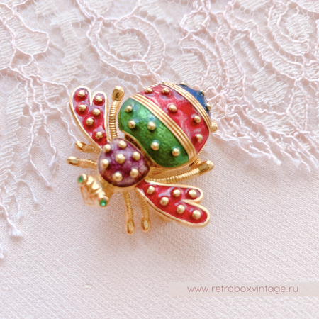 JOAN RIVERS Брошь-часы "Полосатая пчелка" с японским механизмом