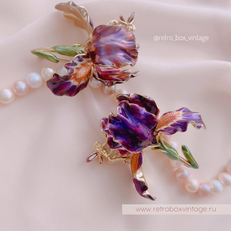 KIRKS FOLLY Брошь «Фиолетовый ирис с феей»