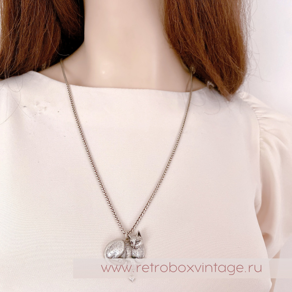 SWEET ROMANCE Кулон на цепочке «Чеширский кот: серебро»