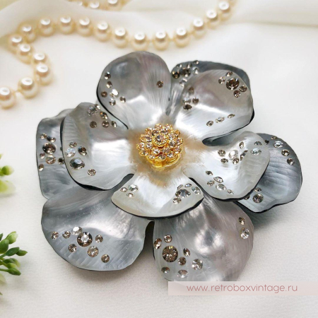 ALEXIS BITTAR Брошь «Лунный серебристый цветок»