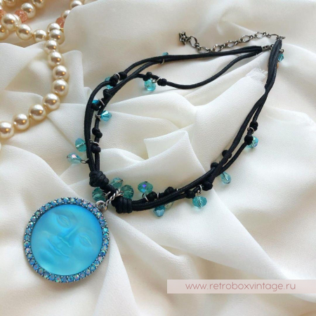 KIRKS FOLLY Колье на шнурах «Лунные узелки: голубая луна в серебре»