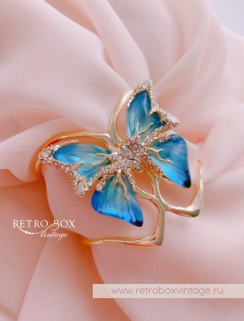 ALEXIS BITTAR Браслет-каф "Голубая бабочка" Коллекция Jardin mysteré azure blue