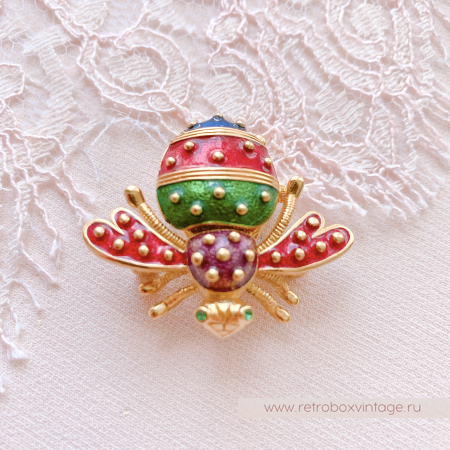 JOAN RIVERS Брошь-часы "Полосатая пчелка" с японским механизмом