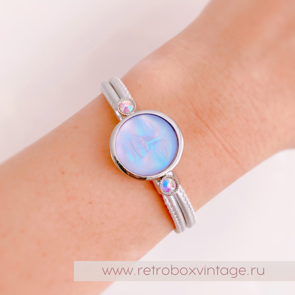 KIRKS FOLLY Браслет «Лунный свет: лавандовая в серебре на кожаном ремешке»