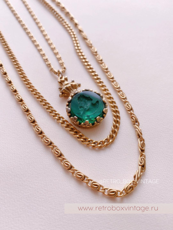 GOLDETTE Ожерелье «Афродита: изумрудная инталия»