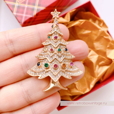 MONET Брошь «Елочка в новогодних огнях»
