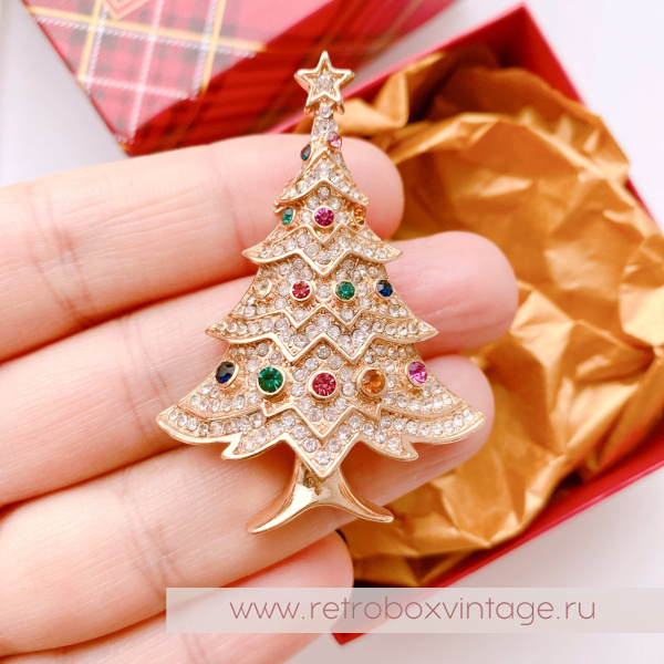 MONET Брошь «Елочка в новогодних огнях»