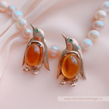 CORO Парные броши «Пингвины»