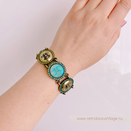 KIRKS FOLLY Браслет "Шесть лун: чередующиеся зеленые и бронзовые"