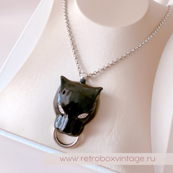UVELINA Кулон на цепи "Черная пантера с серебристым кольцом"