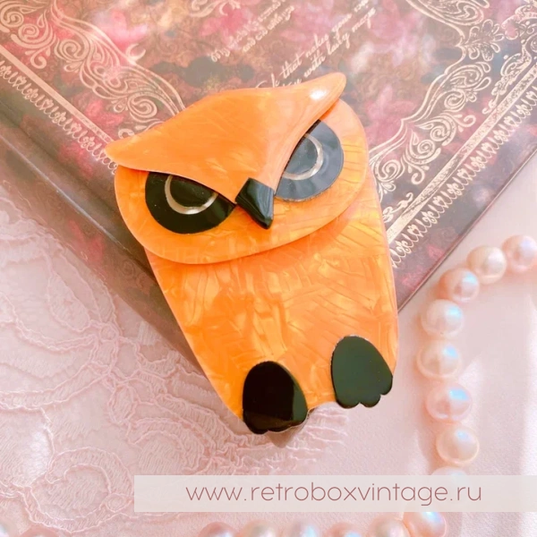 LEA STEIN Брошь «Сова Буба: солнечный лучик» черный клюв