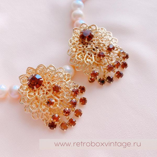 Клипсы «Шепот осени» с танцующими кристаллами