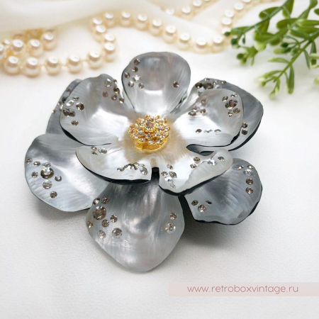 ALEXIS BITTAR Брошь «Лунный серебристый цветок»