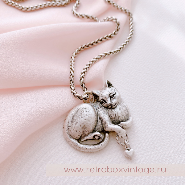 SWEET ROMANCE Кулон на цепочке «Чеширский кот: серебро»