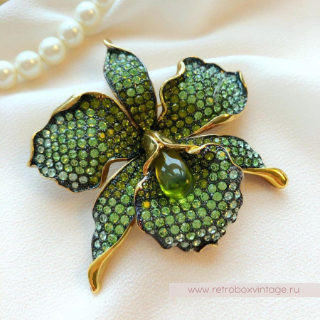CAROLEE Брошь «Зеленая орхидея»