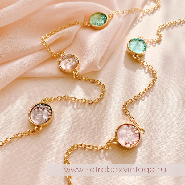 KIRKS FOLLY Ожерелье-цепь "Пастельные луны: золото" двусторонние