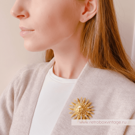 TRIFARI Брошь "Золотое солнце ацтеков"