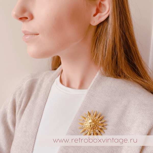 TRIFARI Брошь "Золотое солнце ацтеков"