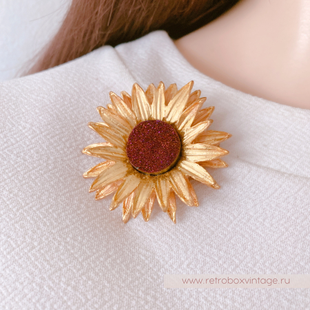 MICHAEL MICHAUD Брошь "Золотой подсолнух" (друза)