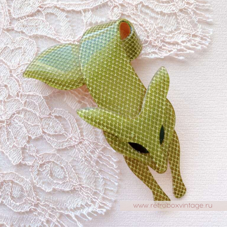 LEA STEIN Брошь «Лиса оливковая с золотой сеточкой»