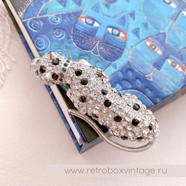 KENNETH J LANE for AVON Брошь «Кристальный леопард с зелеными глазами»