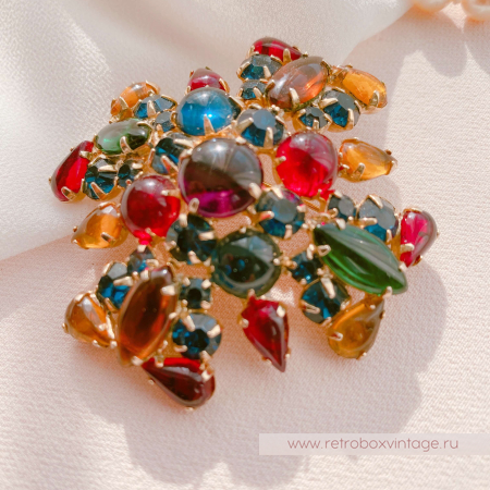 WEISS Брошь-кулон «Мальтийский крест: цветной  с кабошонами»