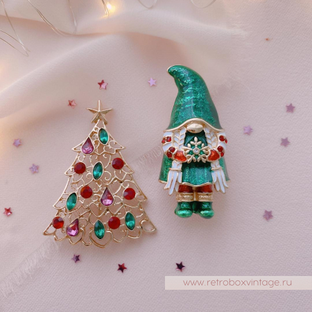 NAPIER Брошь и серьги «Зеленые гномы»