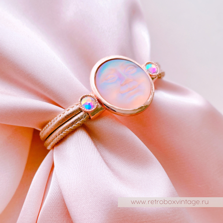 KIRKS FOLLY Браслет «Лунный свет: персиковая в розовом золоте на кожаном ремешке»