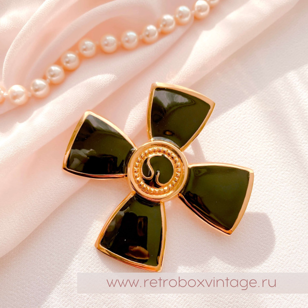 ST. JOHN Брошь-кулон "Мальтийский крест: глянцевый черный"