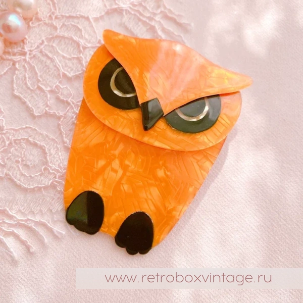 LEA STEIN Брошь «Сова Буба: солнечный лучик» черный клюв