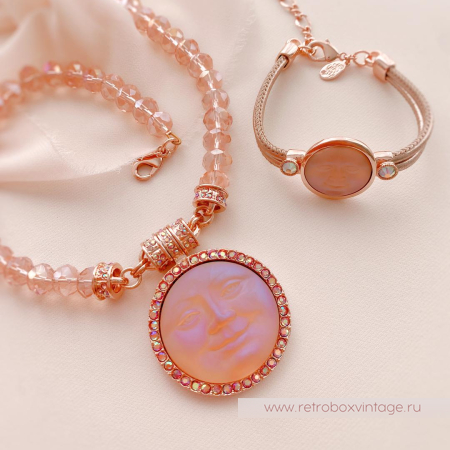 KIRKS FOLLY Браслет «Персиковая луна в розовом золоте» кожаный ремешок