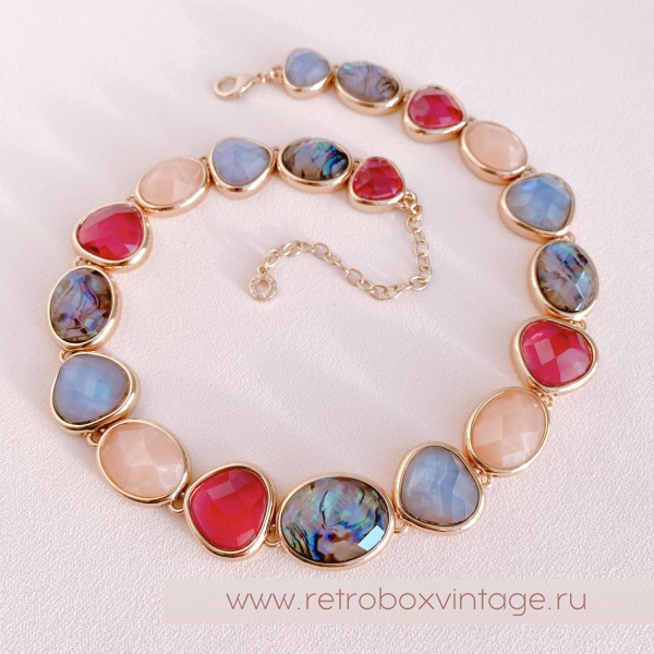 ANNE KLEIN Ожерелье "Морские камушки: малина и лаванда"